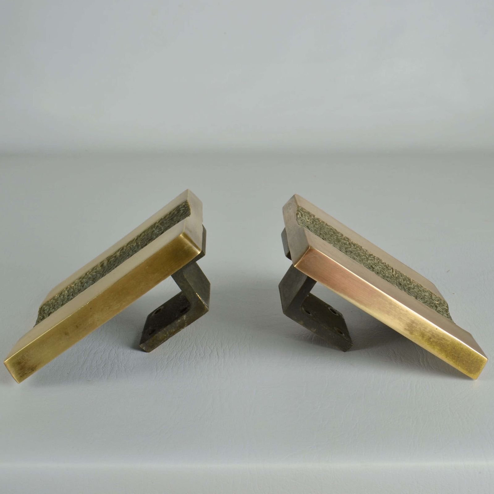 photo for sale Push And Pull Bronze Door Handle Square With Central Brutalist Relief