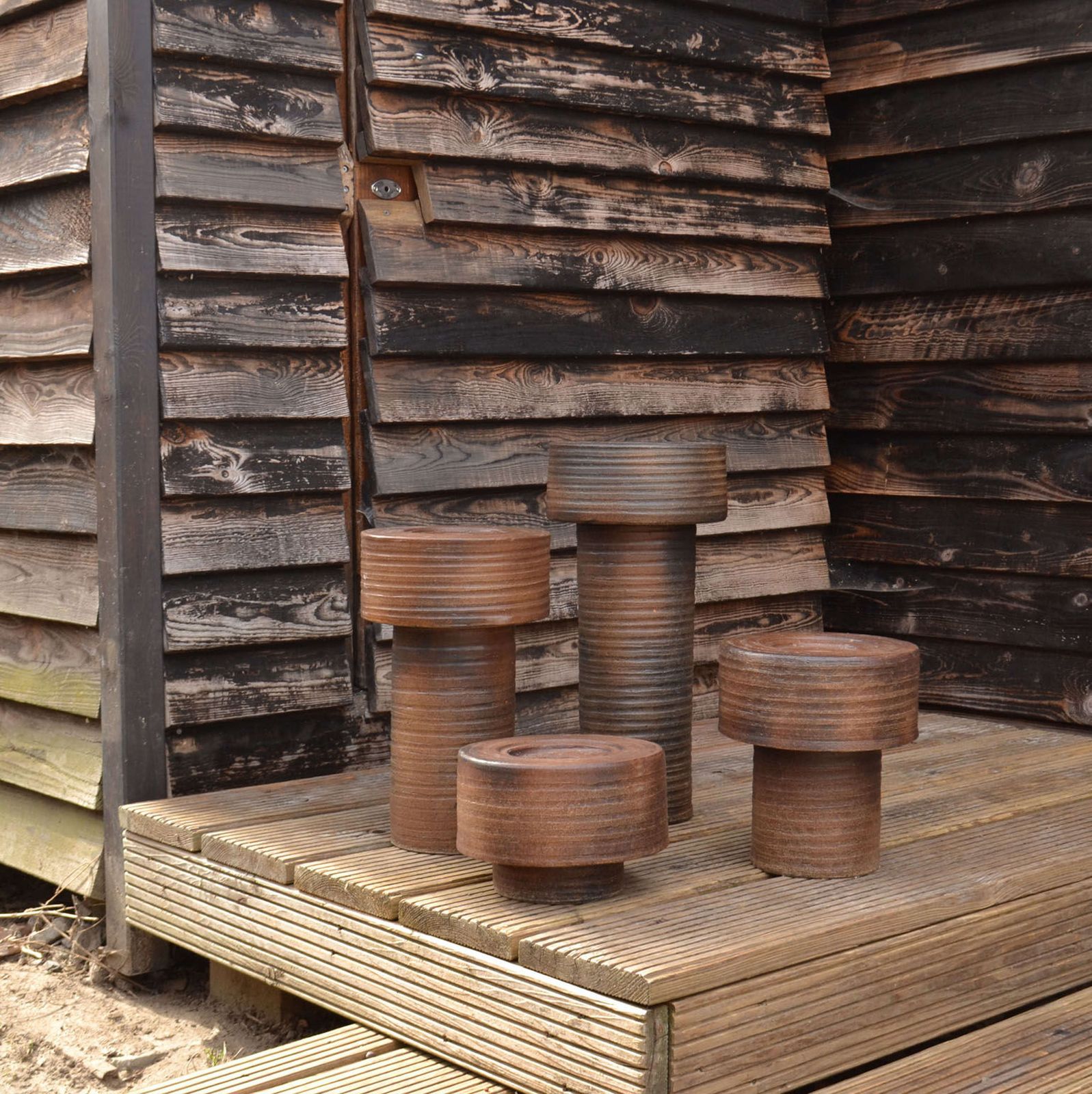 Set Of Treetall Cylinder Vases In Earth Tones photo 2250.0