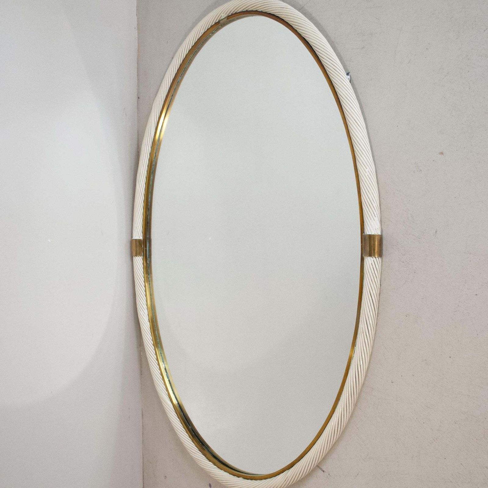 Tommaso Barbi Mirror In Brass And Rattan 1960 photo 1928.2