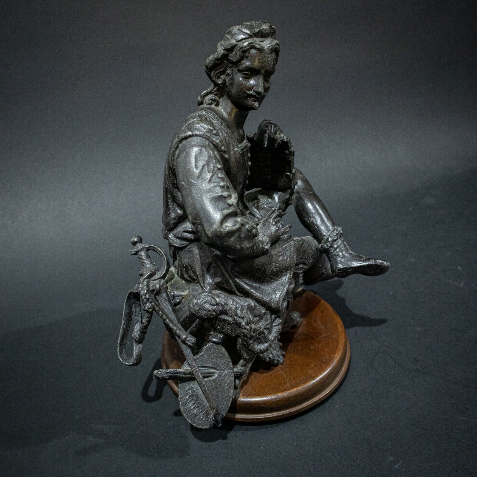 Spelter Figure Of An Artist, 1800s photo for sale