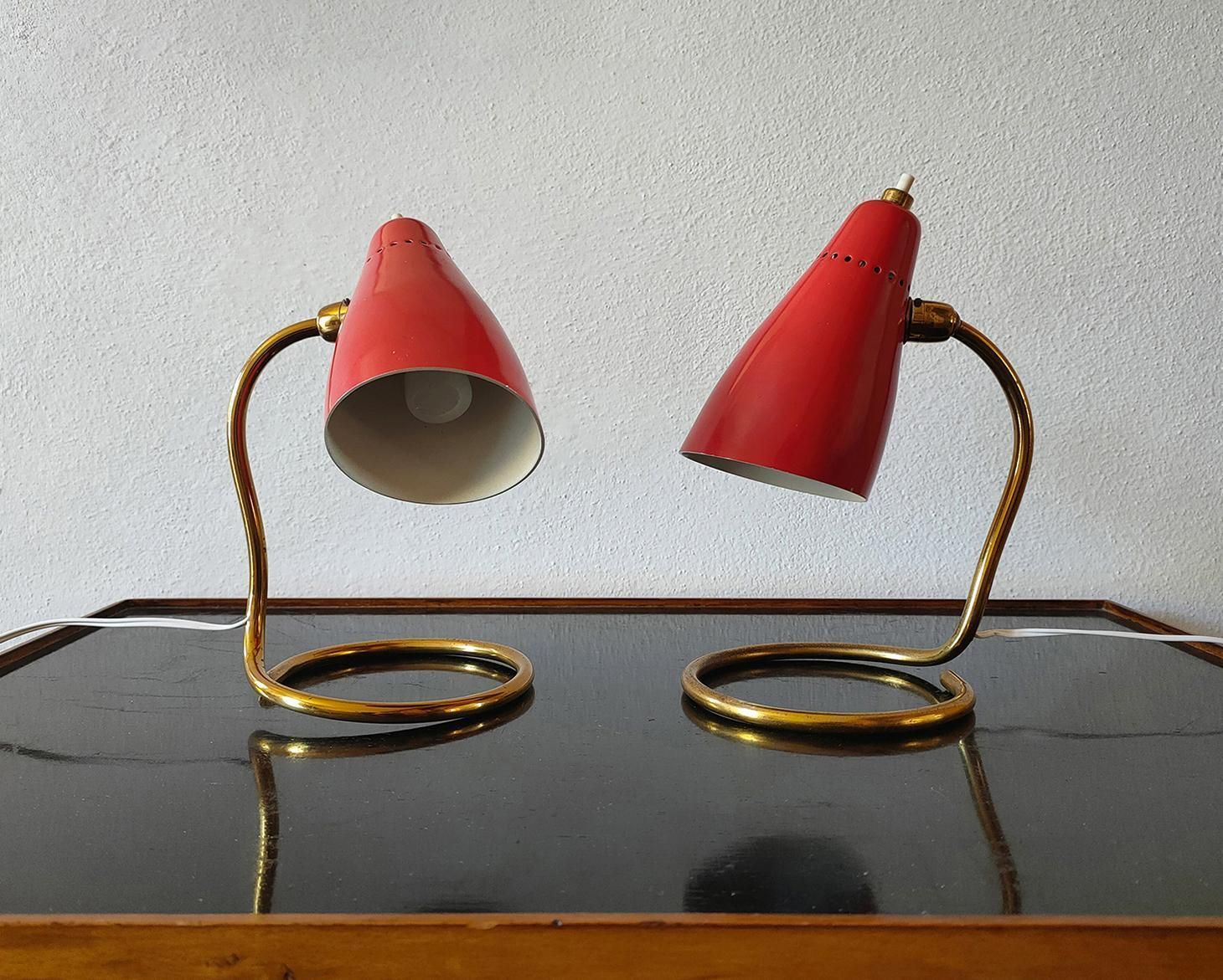 Giuseppe Ostuni Set Of Two Table Lamps Mod.214 Or Vipere By O Luce 1950s Italy photo Lighting