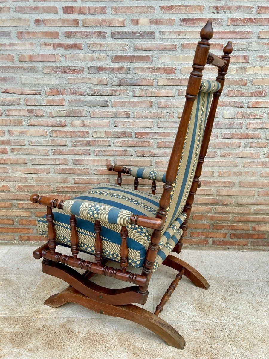 Spanish Rocking Chairs In Carved Walnut, 1960, Set Of 2 photo vintage