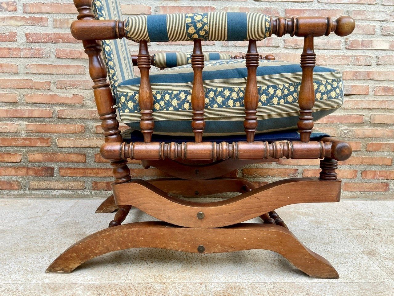 3176.0 Spanish Rocking Chairs In Carved Walnut, 1960, Set Of 2 photo