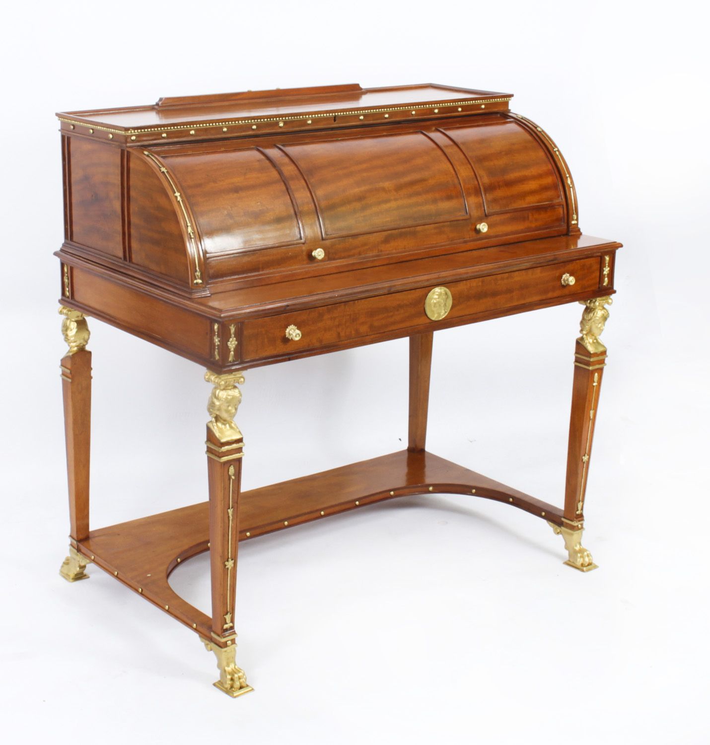 Antique French Empire Revival Cylinder Bureau  C1880  19th C