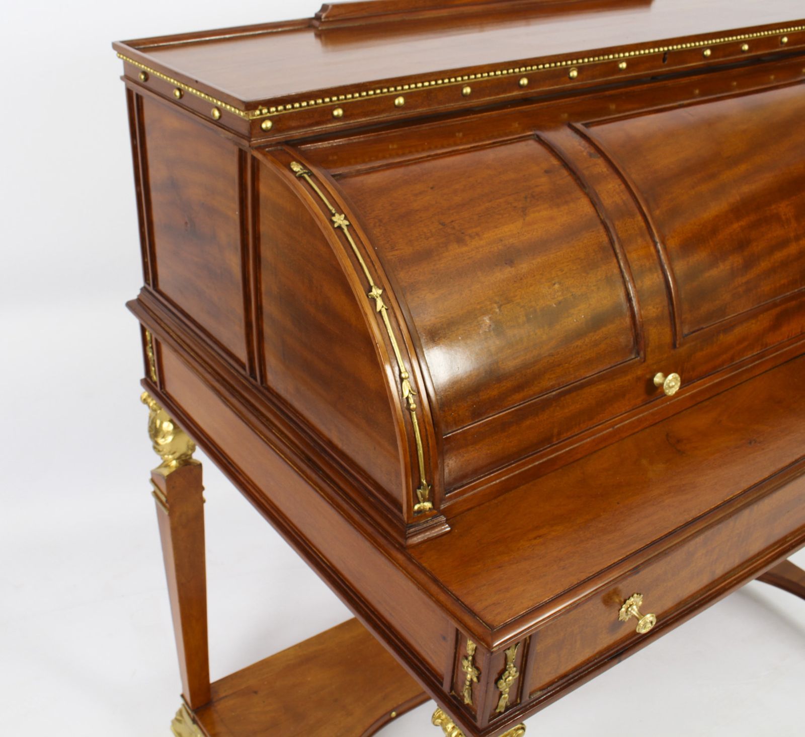 photo vinterior Antique French Empire Revival Cylinder Bureau  C1880  19th C