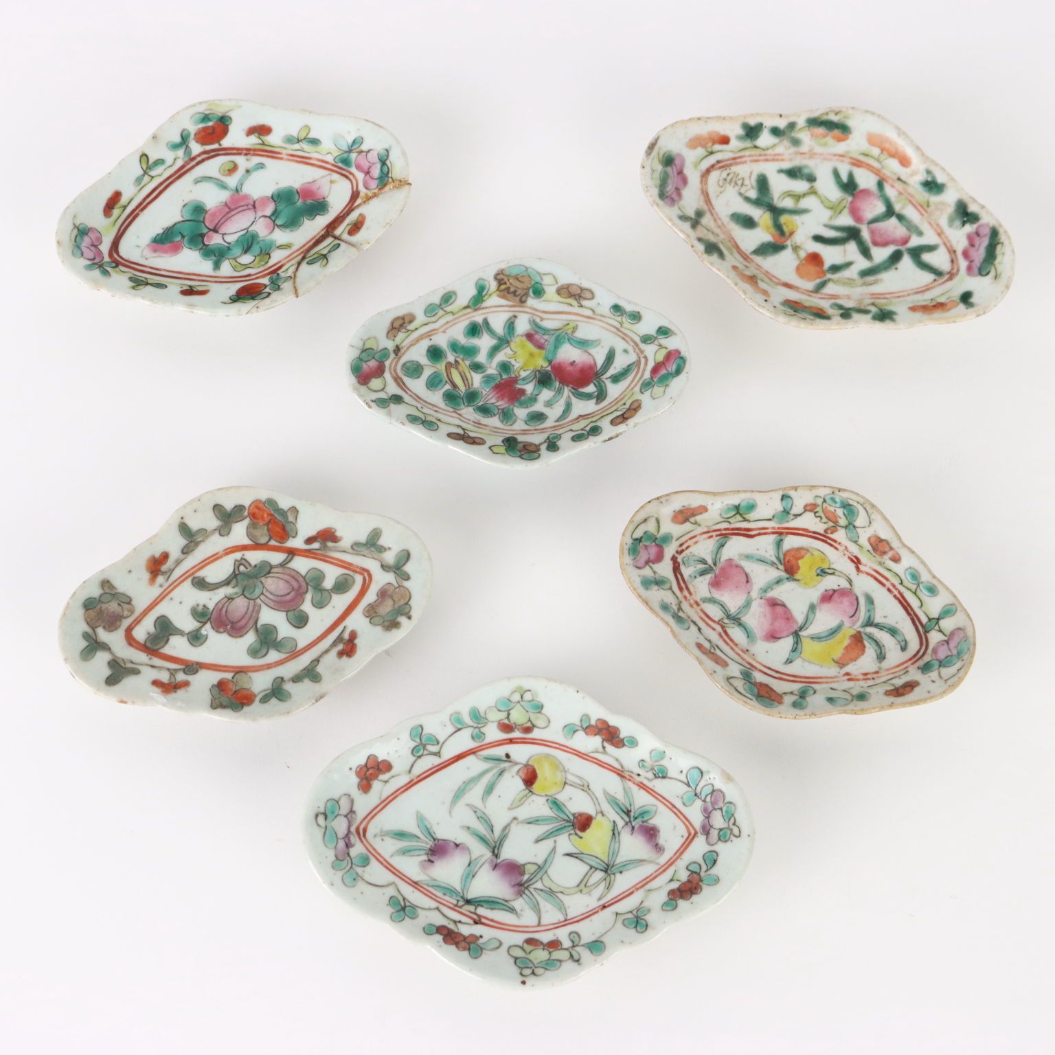 Group Of 6 Saucers Porcelain China XIX Century photo Home Decor