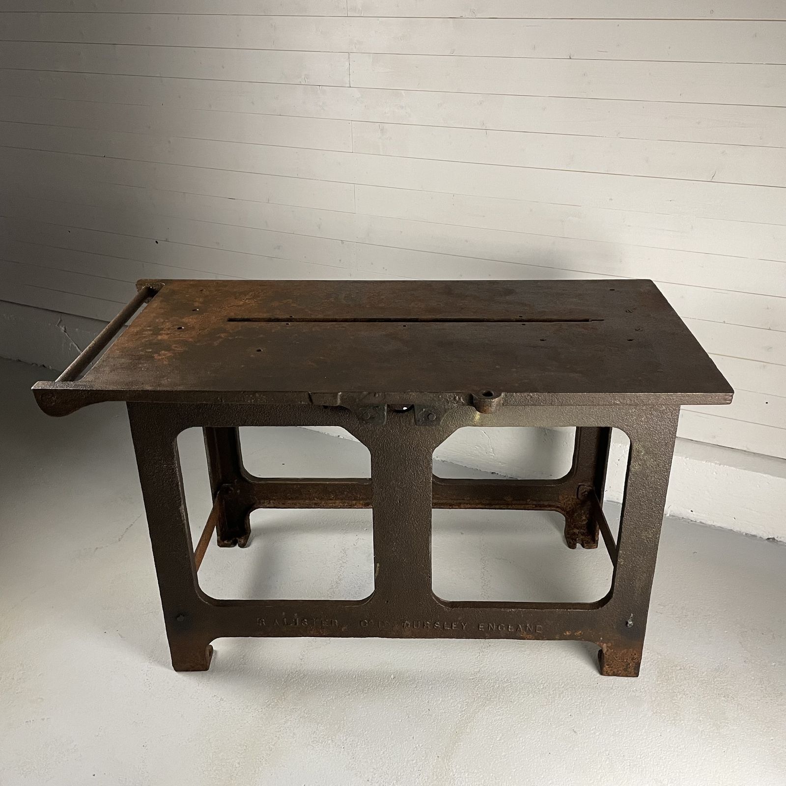 Large Antique Industrial Cast Iron Saw Bench Table photo furniture