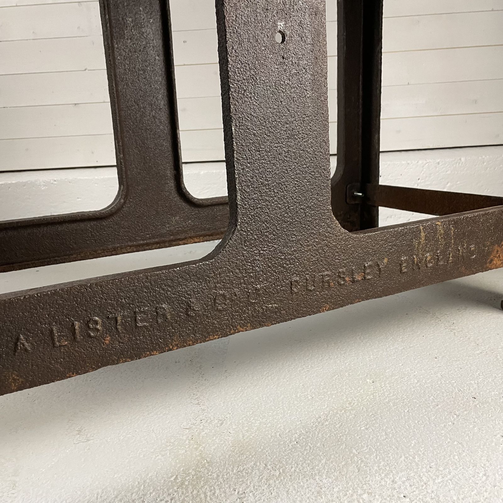 Large Antique Industrial Cast Iron Saw Bench Table photo Furniture
