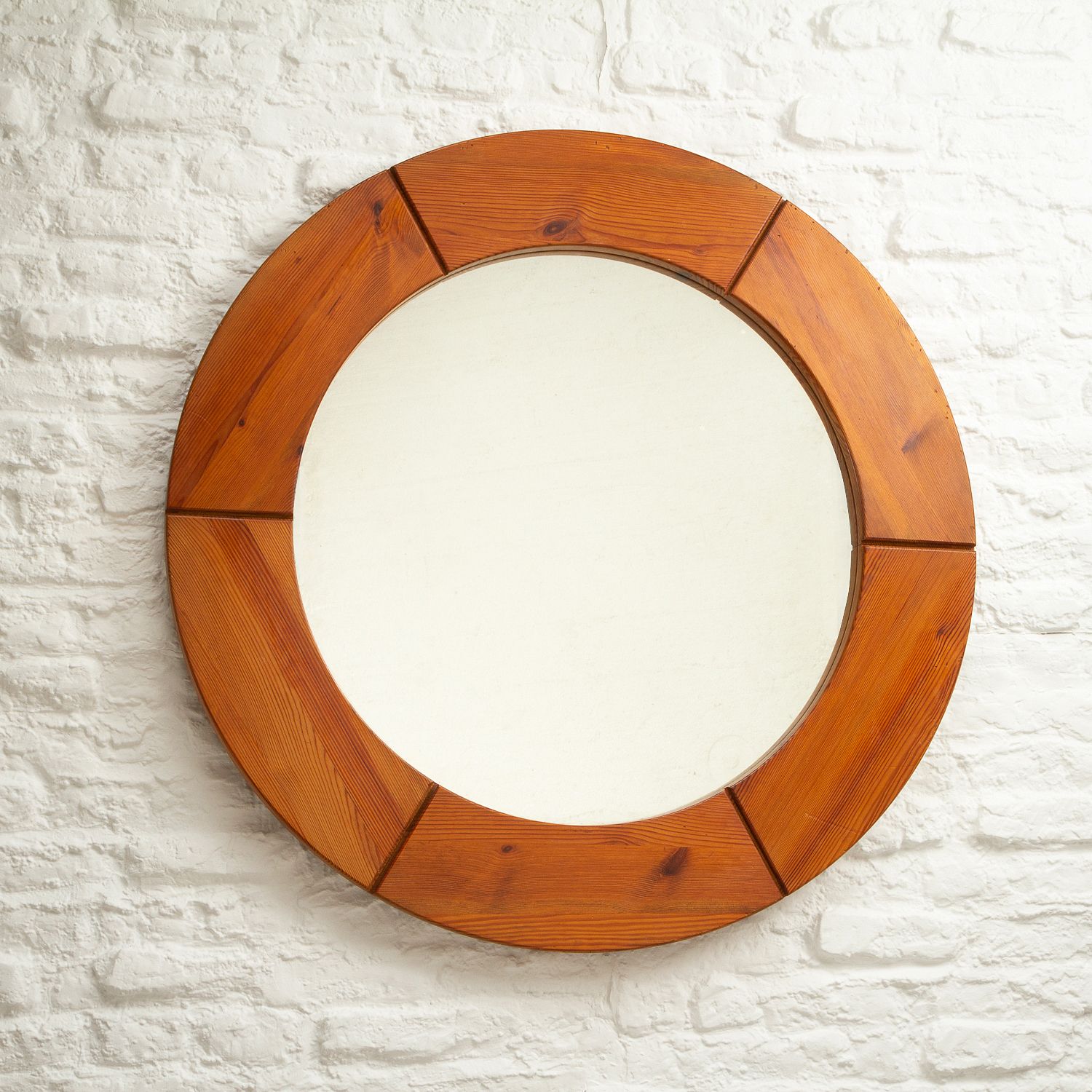 Solid Pine Mirror By Glas Mäster, Markaryd, Sweden, 1960s
