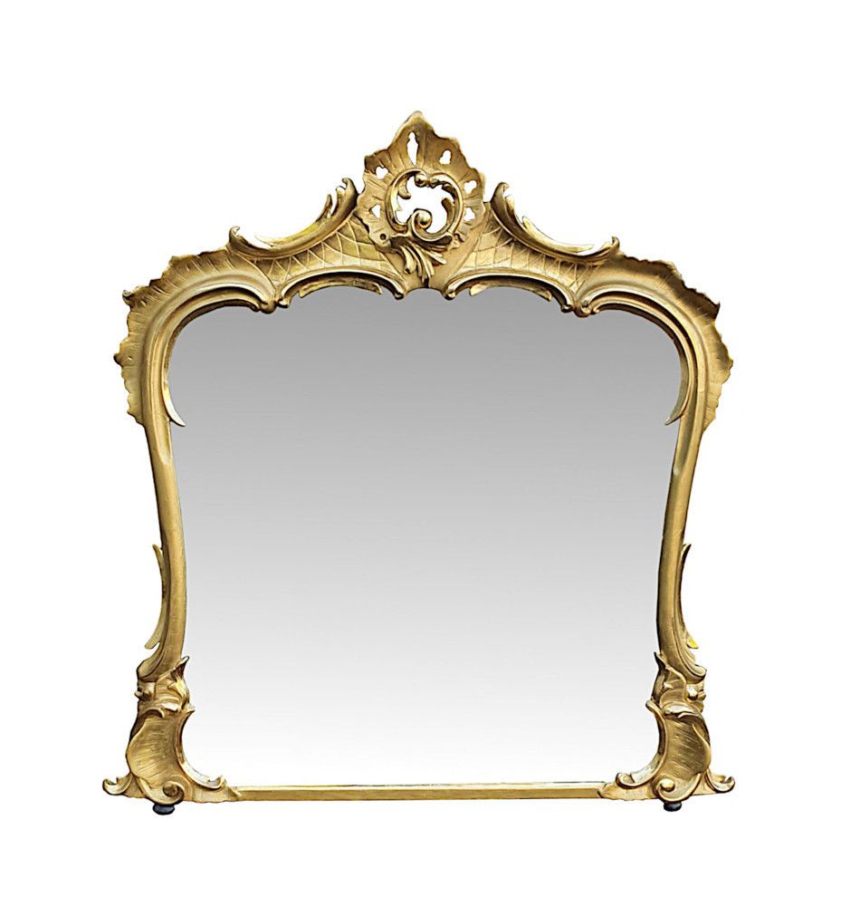 A Superb Large 19th Century Giltwood Overmantle Mirror