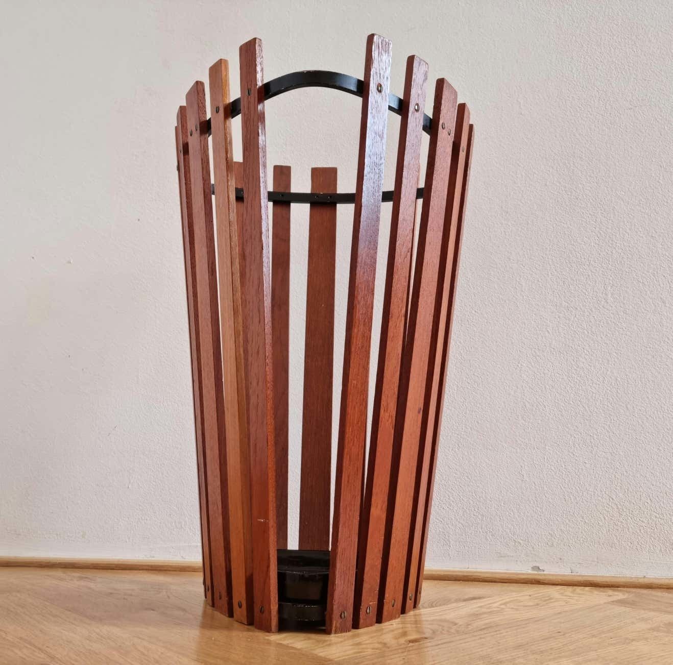 Mid Century Teak Umbrella Stand, Denmark, 1960s photo vintage