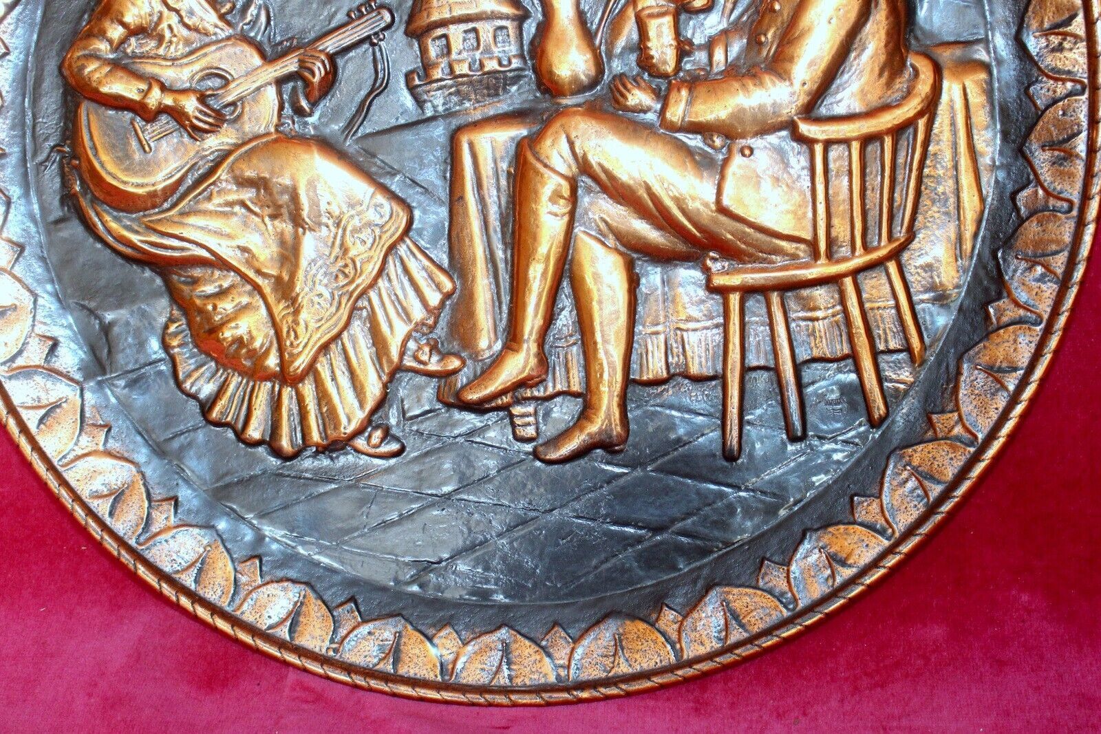 Vintage French Brass& Copper Wall Plaque 19th C. Portrait Heat Resistant photo vinterior