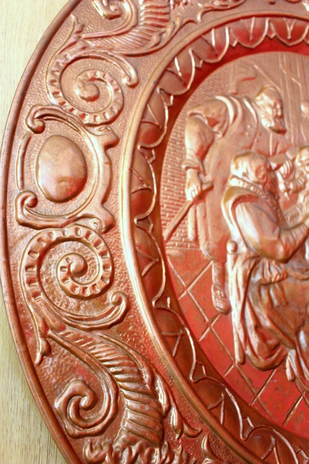 Extra Large Vtg Britist Copper Wall Plaque Portrait Heat Resistant 19th photo buy