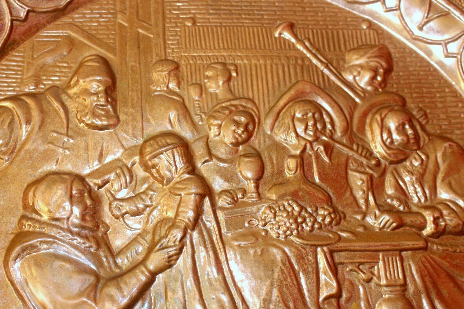 Extra Large Vtg Britist Copper Wall Plaque Portrait Heat Resistant 19th photo vintage