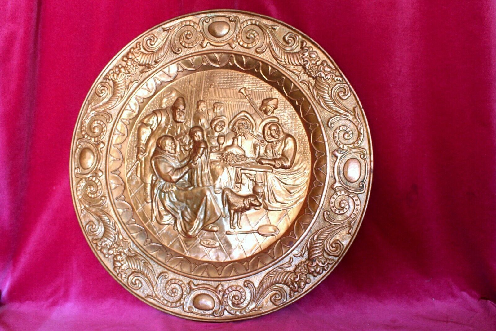 366.0 Extra Large Vtg Britist Copper Wall Plaque Portrait Heat Resistant 19th photo