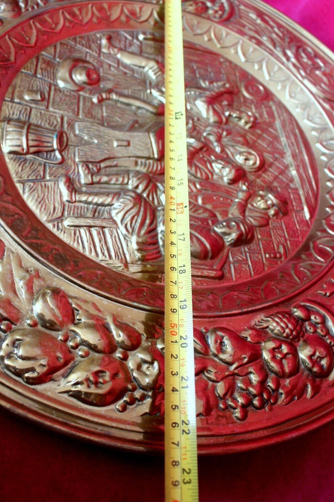 Art Large Vintage French Brass Wall Plaque 19th C. Home Portrait Heat Resistant photo
