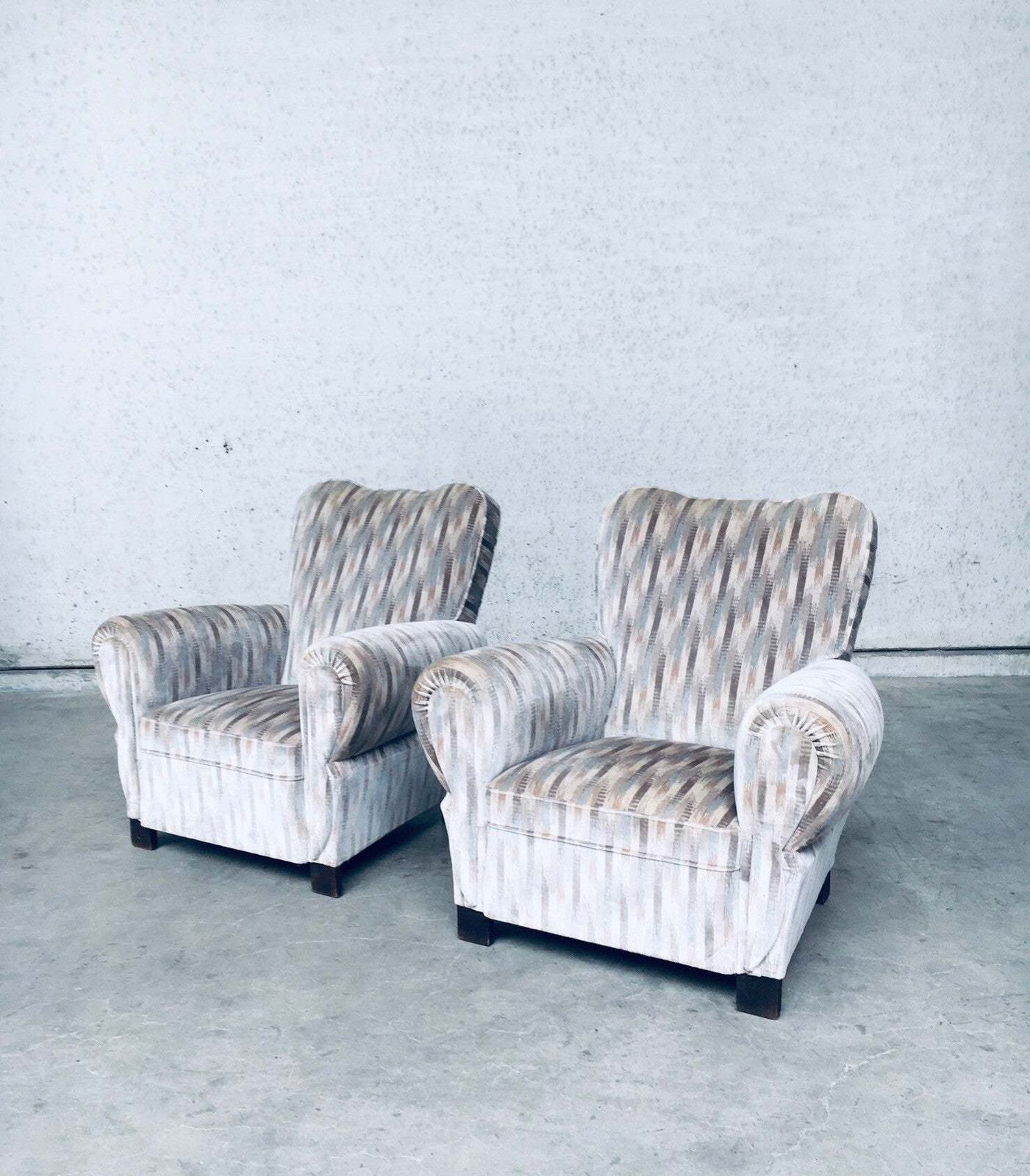 Art Deco Design Lounge Arm Chair Set, Belgium 1940's.