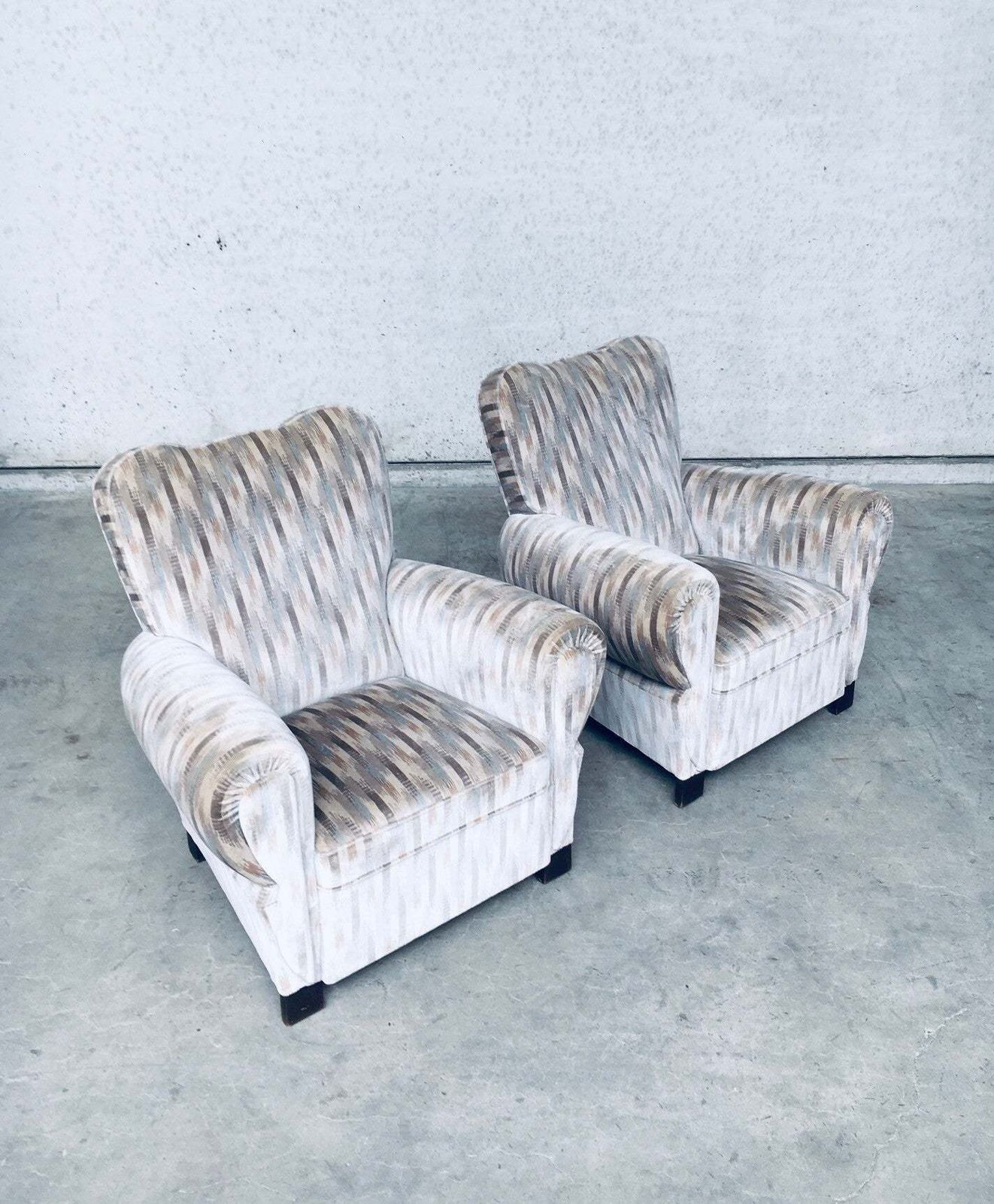 photo furniture Art Deco Design Lounge Arm Chair Set, Belgium 1940's.