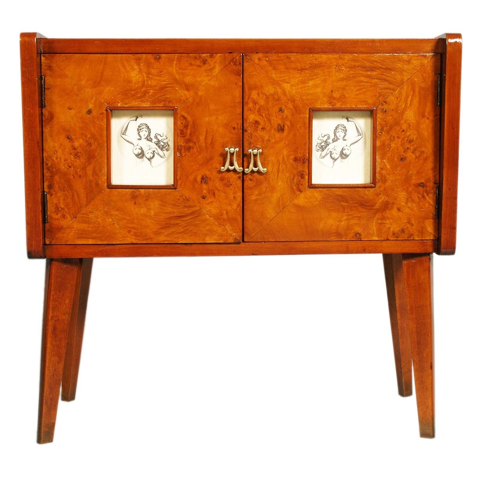 Art Deco Cabinet Sideboard Meroni & Fossati Gio Ponti Attributed Walnut Elm Burl
