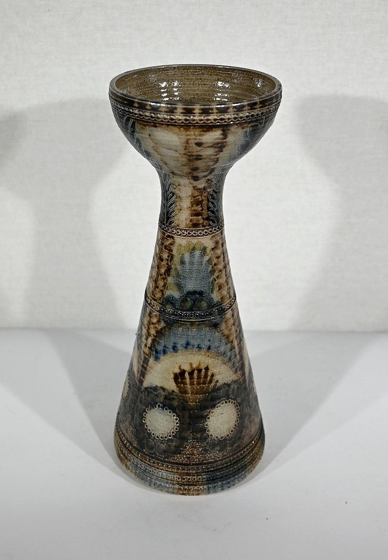 Salt Sandstone Vase Signed Jc. Courjault For Keraluc Quimper  1960