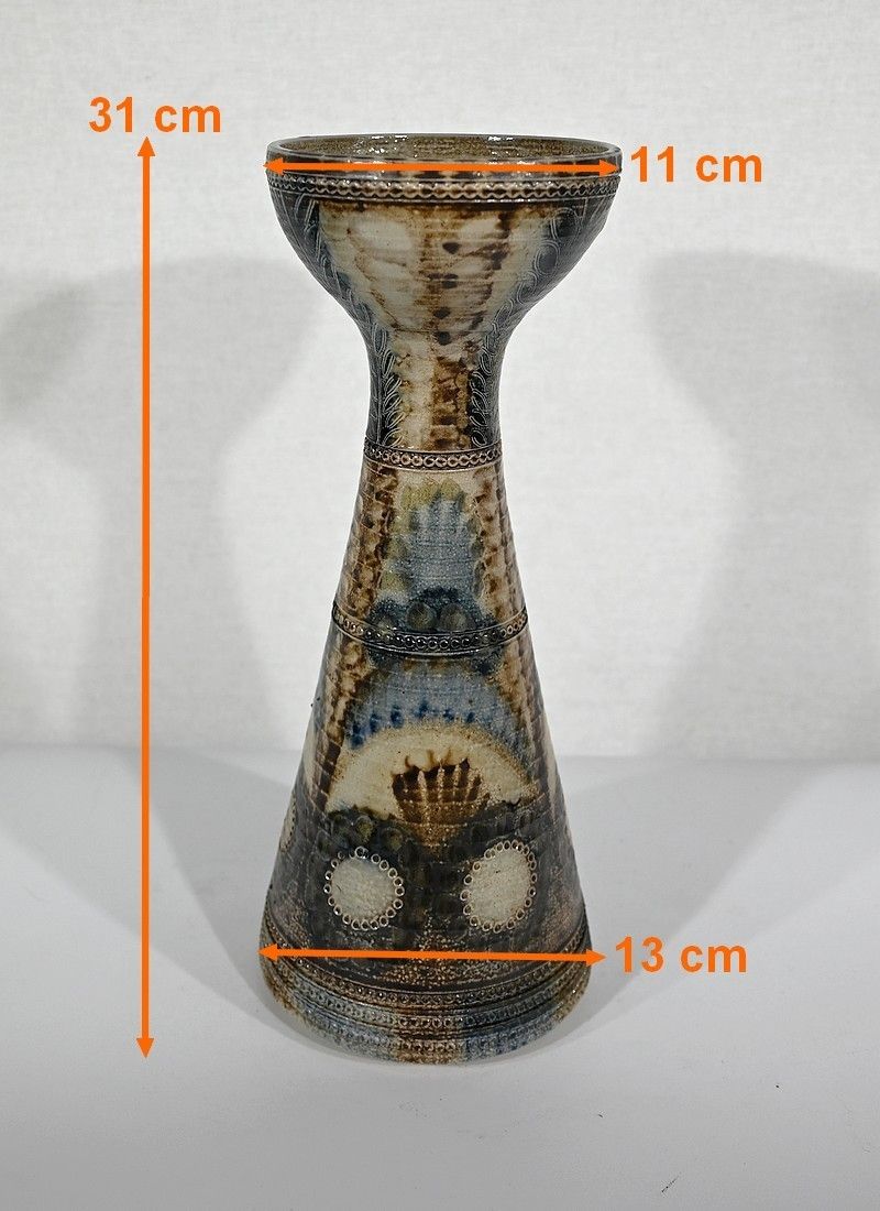 Home Decor Salt Sandstone Vase Signed Jc. Courjault For Keraluc Quimper  1960 photo