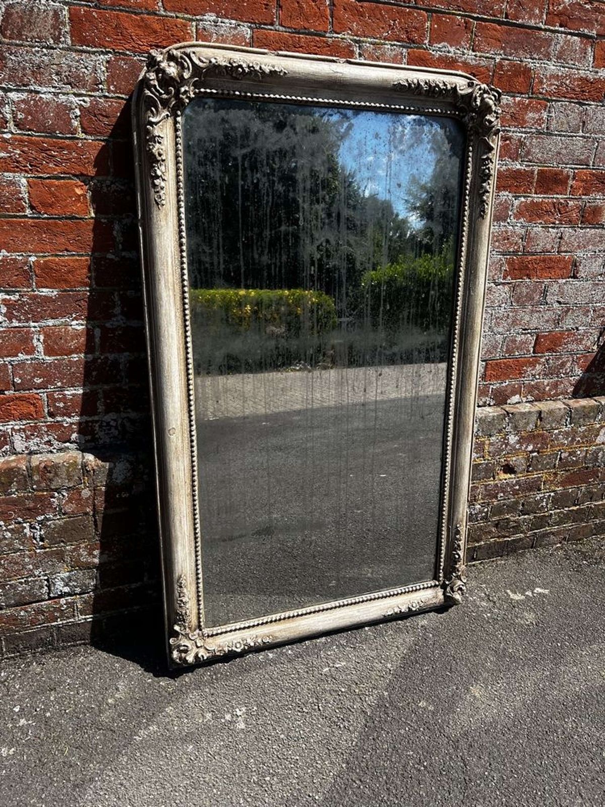 A Delightful Large Antique French 19th C Painted Mirror