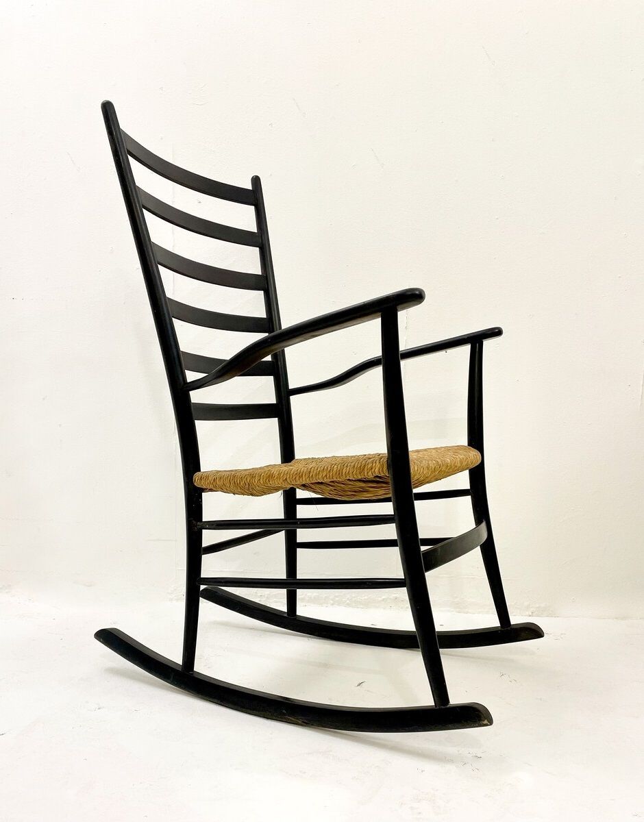 Italian Mid Century Wooden Rocking Chair