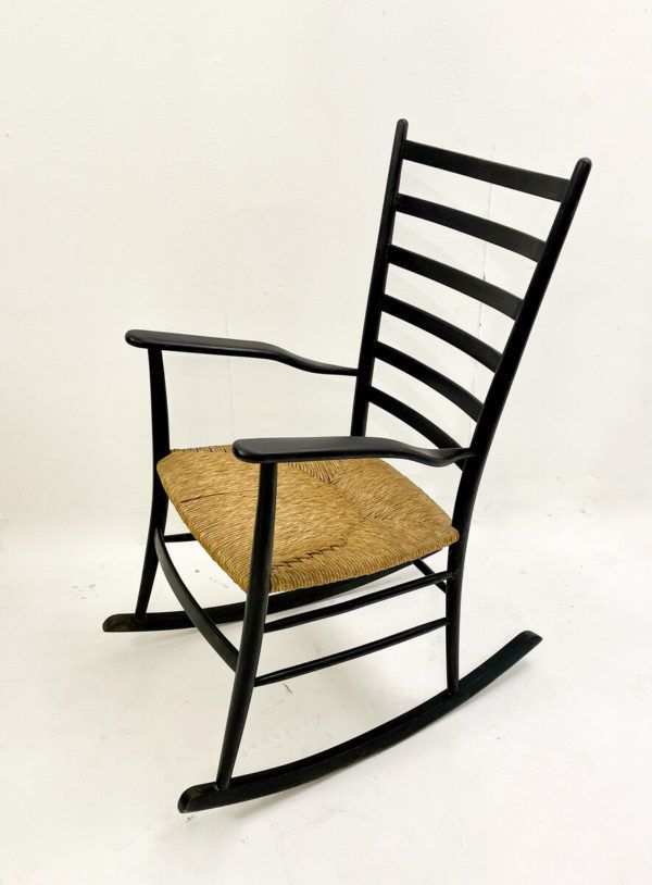 Italian Mid Century Wooden Rocking Chair photo furniture