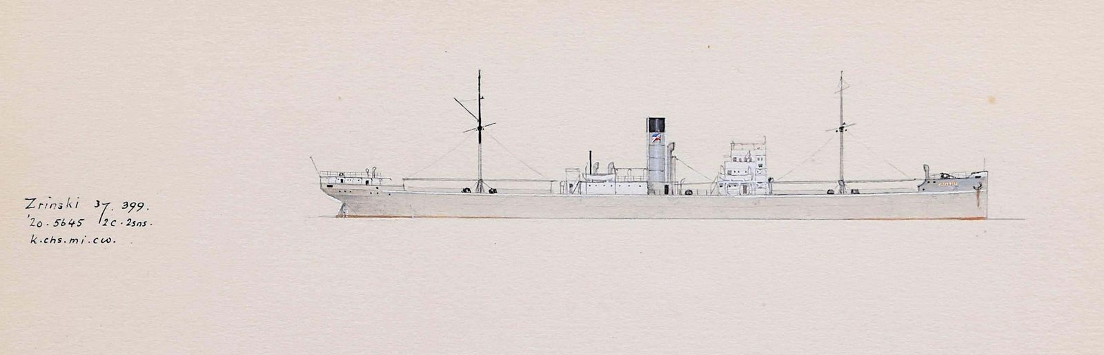Laurence Dunn Ss Zrinski (C.1925) Merchantman Tramp Steamer