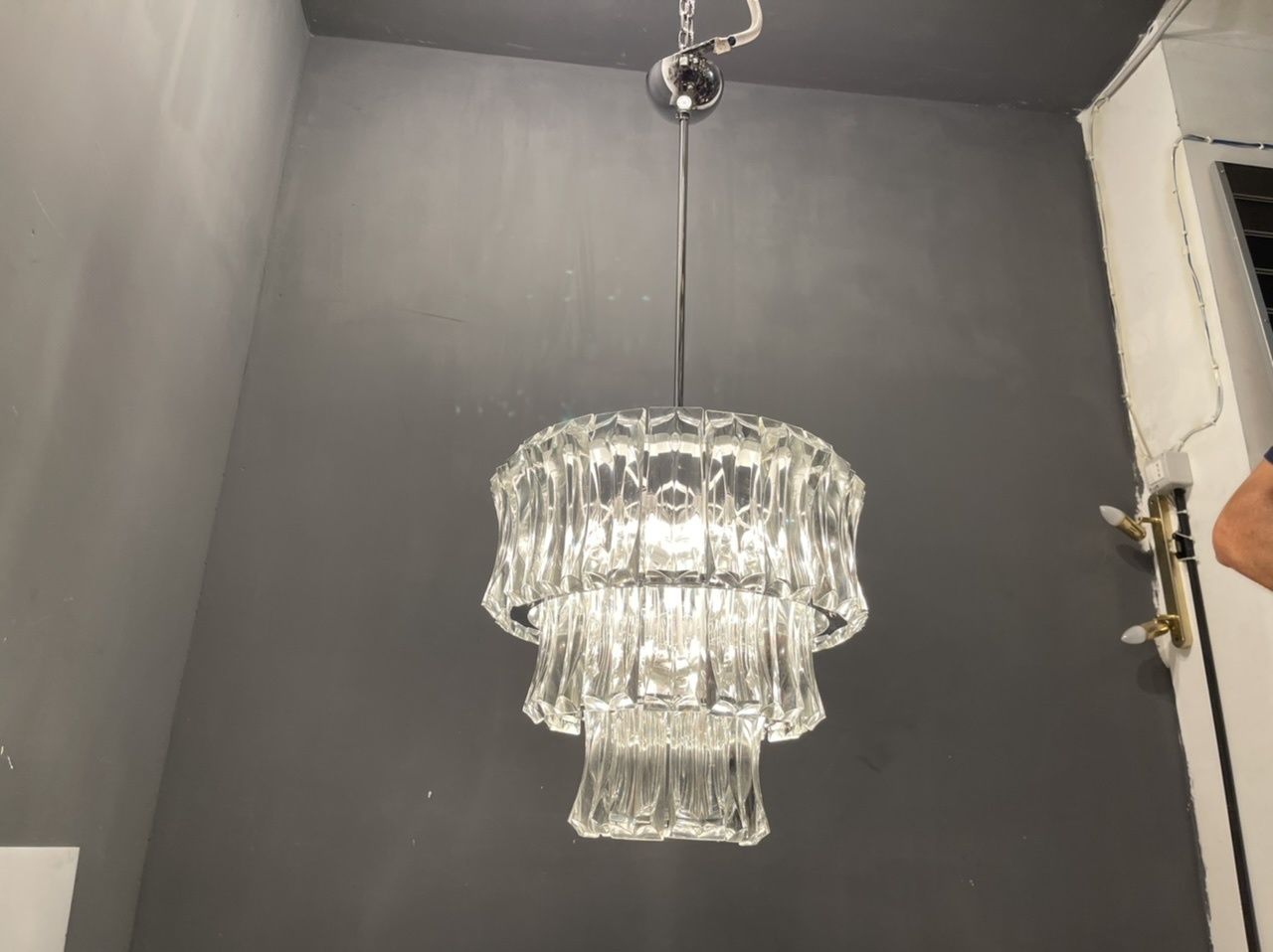 Italian Midcentury Murano Glass Chandelier photo vintage