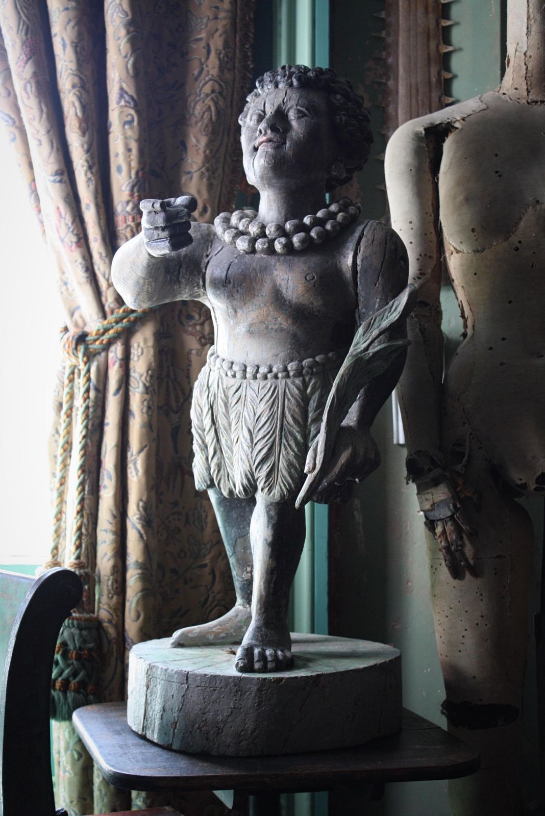Late 17th/Early 18th Century Polychrome Tobacconist Figure Sign Folk Art Carving photo 6995.0