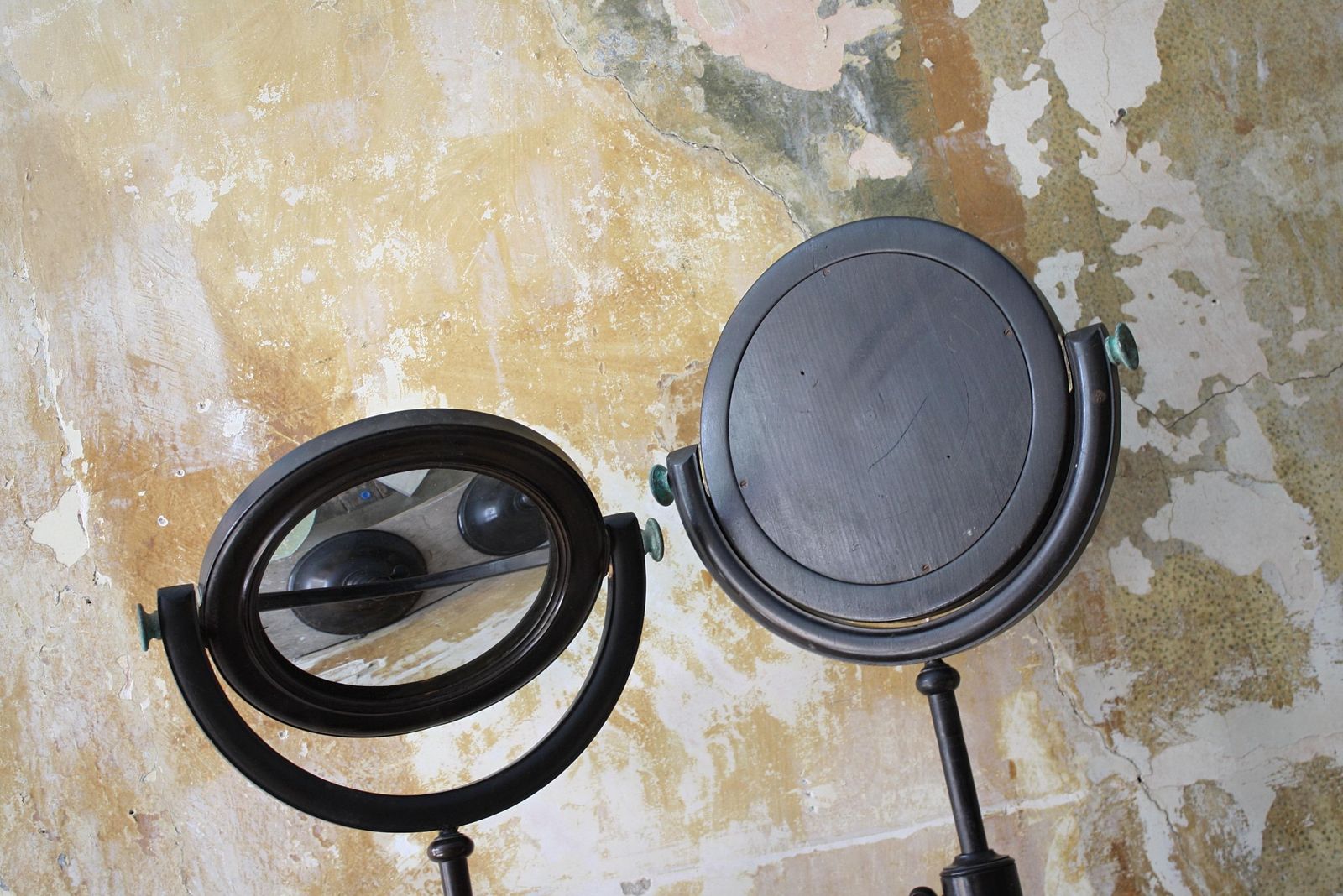 Home Decor 19th C Pair Of Large Optical Experimental Scientific Mirrors Concave & Convex photo