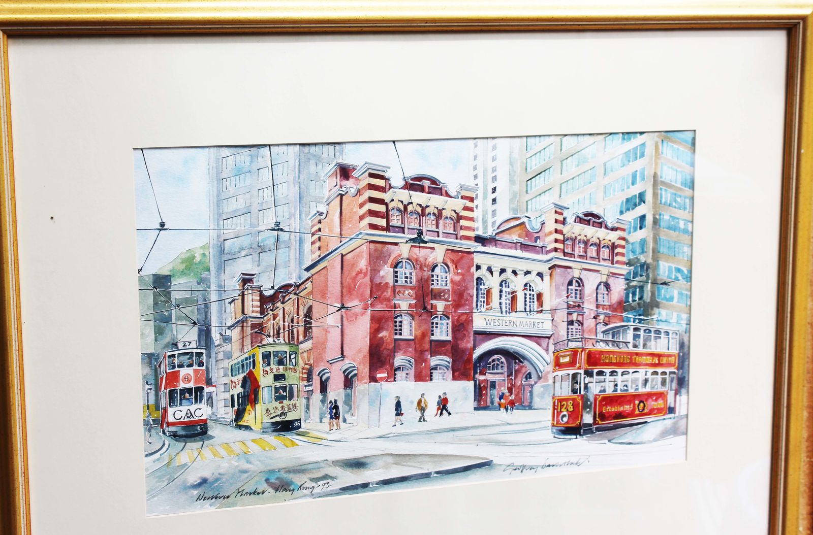 Vintage Watercolour Of The Western Market Hong Kong By Geoffrey Baverstock. photo 250.0