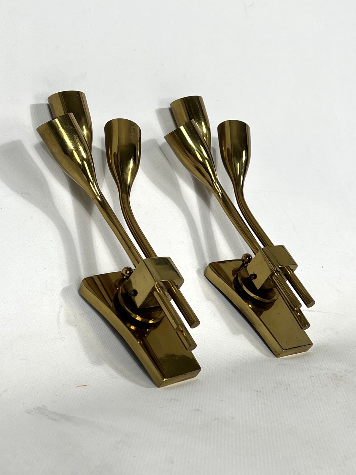 Lumi Milano, Mid Century Modern Pair Of Italian Brass Sconces From 60s photo buy