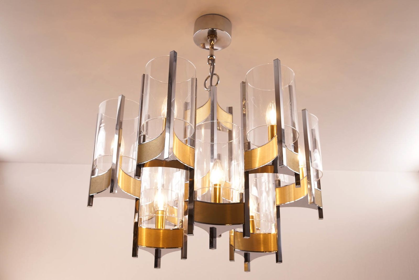 Sciolari Chandelier In Chrome And Brass photo furniture