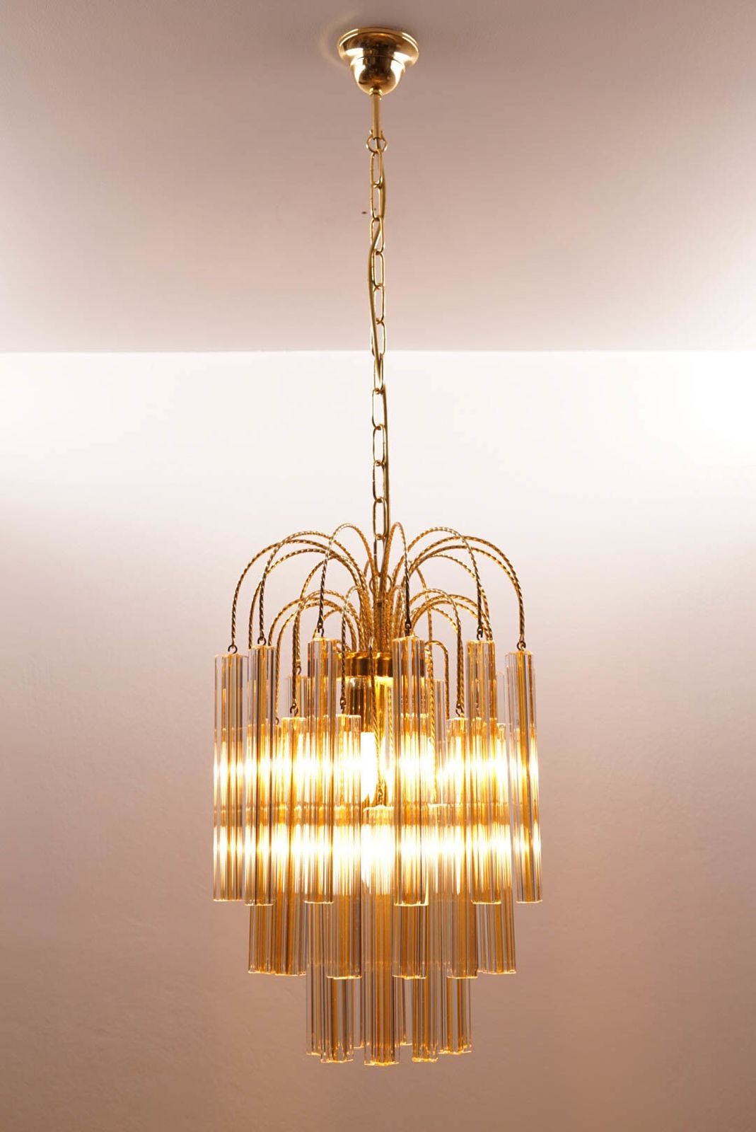 Vintage Venini Chandelier With Two Tone Murano Glass photo for sale