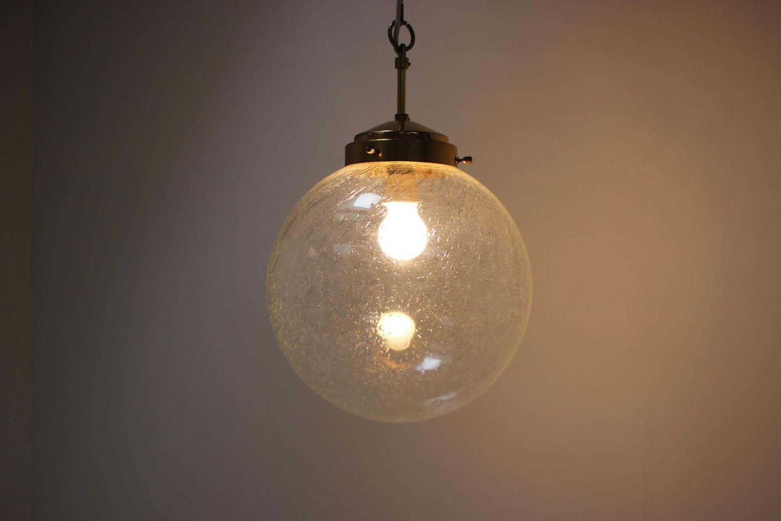 Mid Century Big Glass Pendant/Kamenicky Senov, 1970's photo vintage