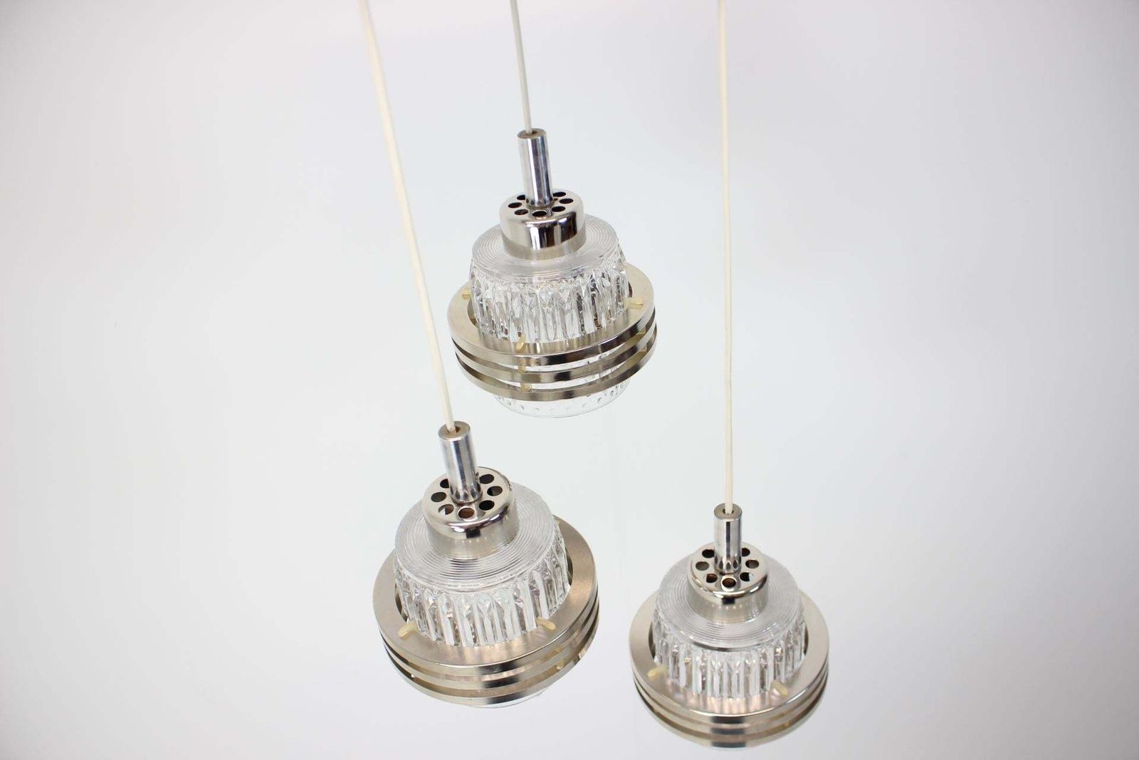 Mid Century Adjustable Glass Chandelier By Pokrok Zilina, 1970s photo vinterior