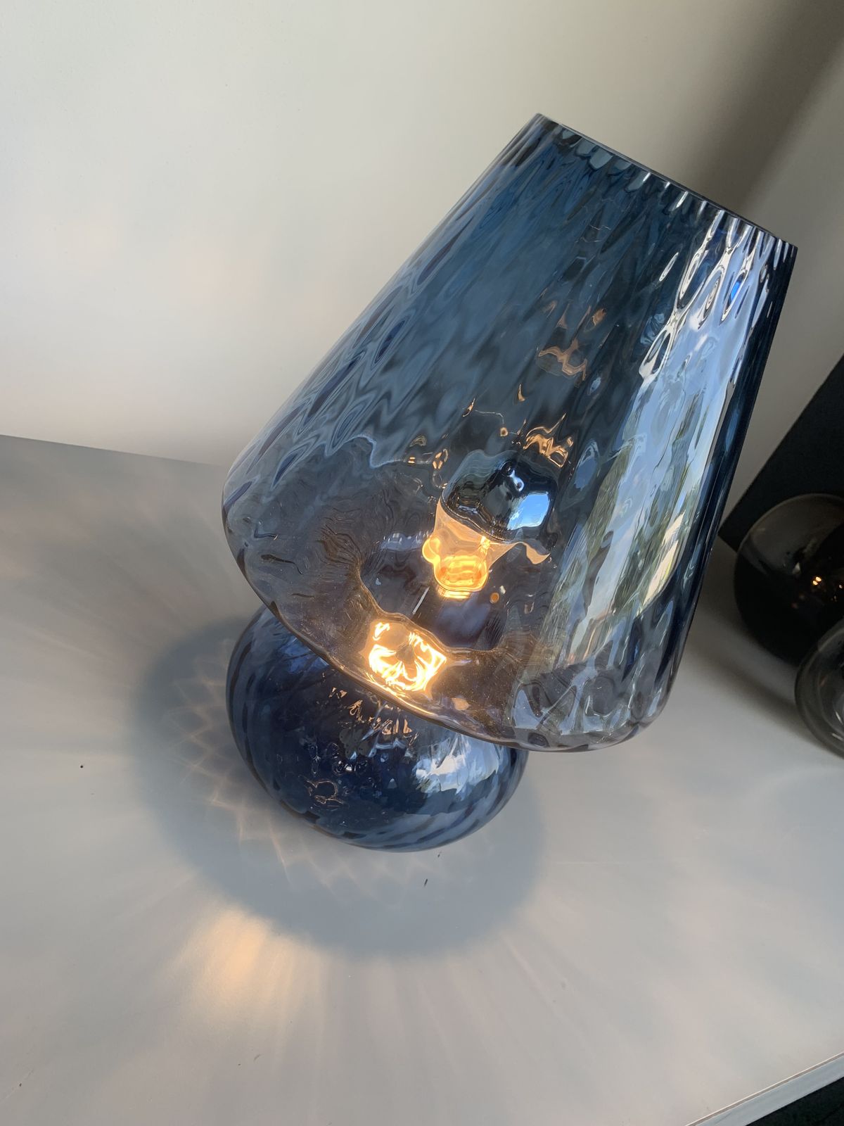 Table Lamp Murano Glass  Venetian Lamp In Blue Murano Glass With "Ballotton" Like Venini Style photo 1238.76