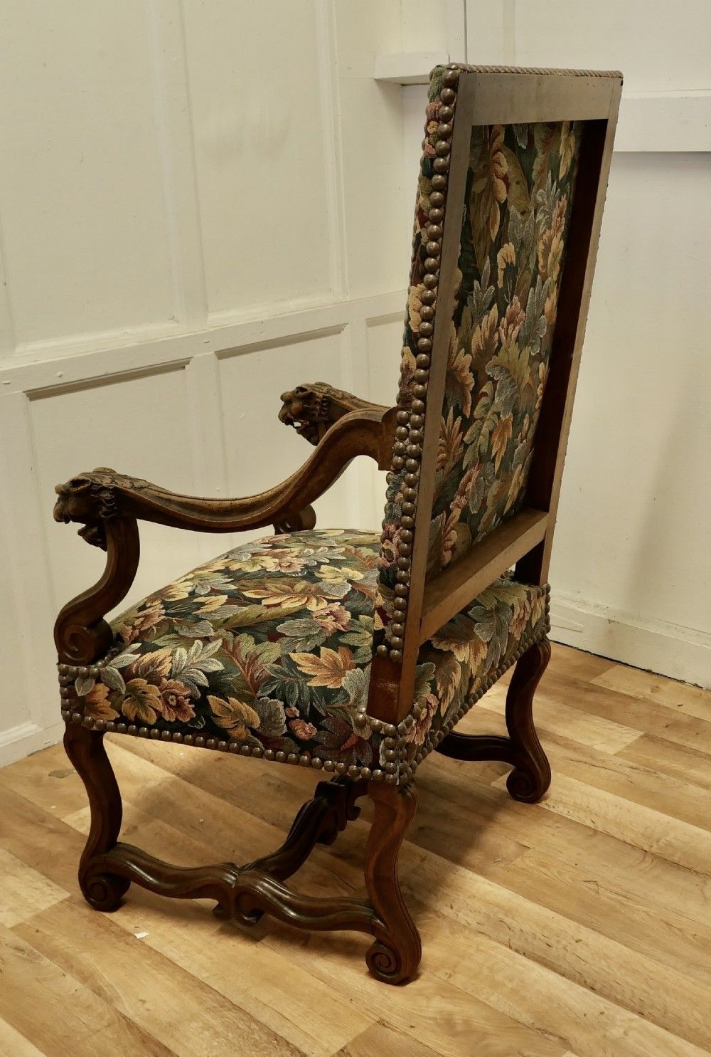 A Pair Of French Arts And Crafts Gothic Walnut Library Chairs photo vintage