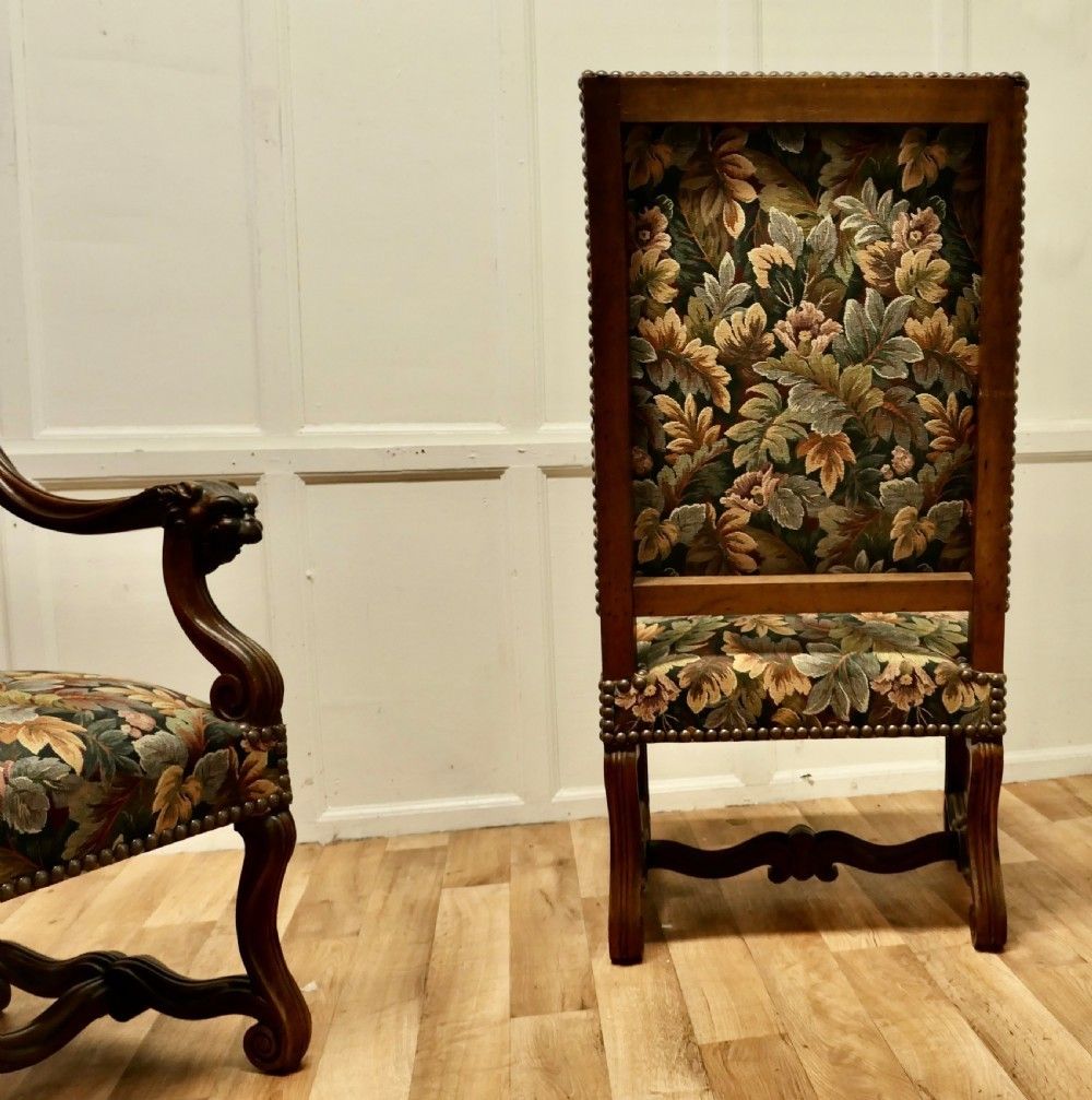 photo furniture A Pair Of French Arts And Crafts Gothic Walnut Library Chairs