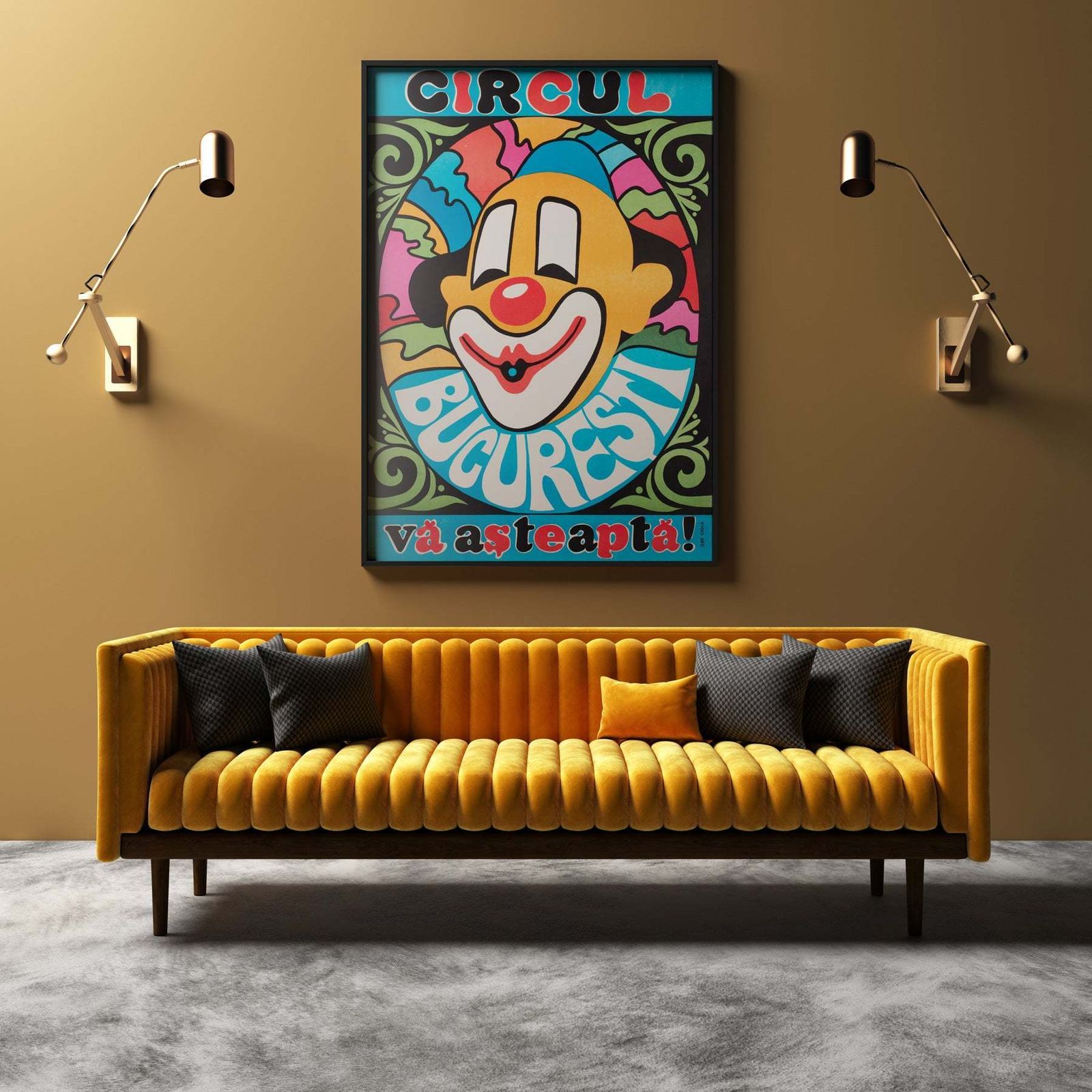 Bucharest Clown 1974 Romanian Circus Poster, Cioca photo furniture