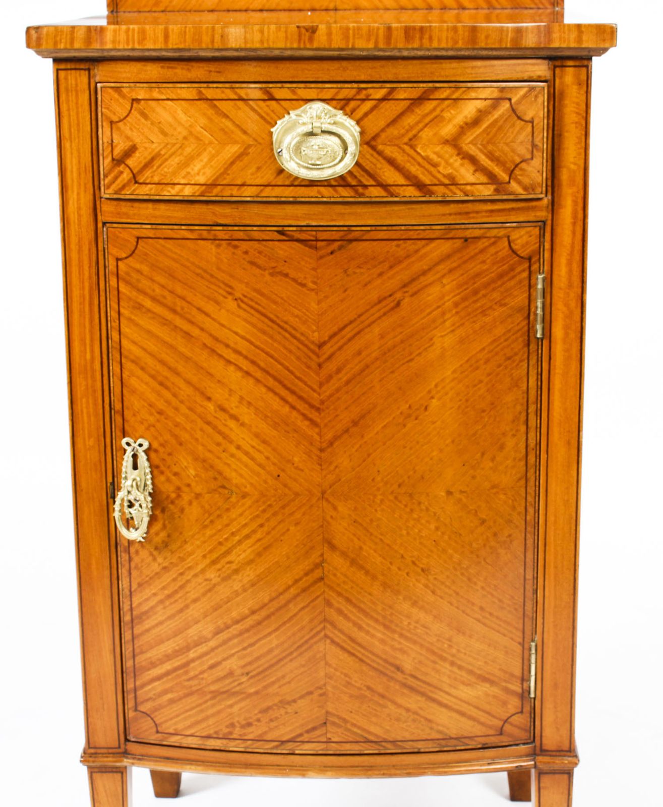 Antique Satinwood & Inlaid Bedside Cabinet C.1880 19th Century photo 950.0