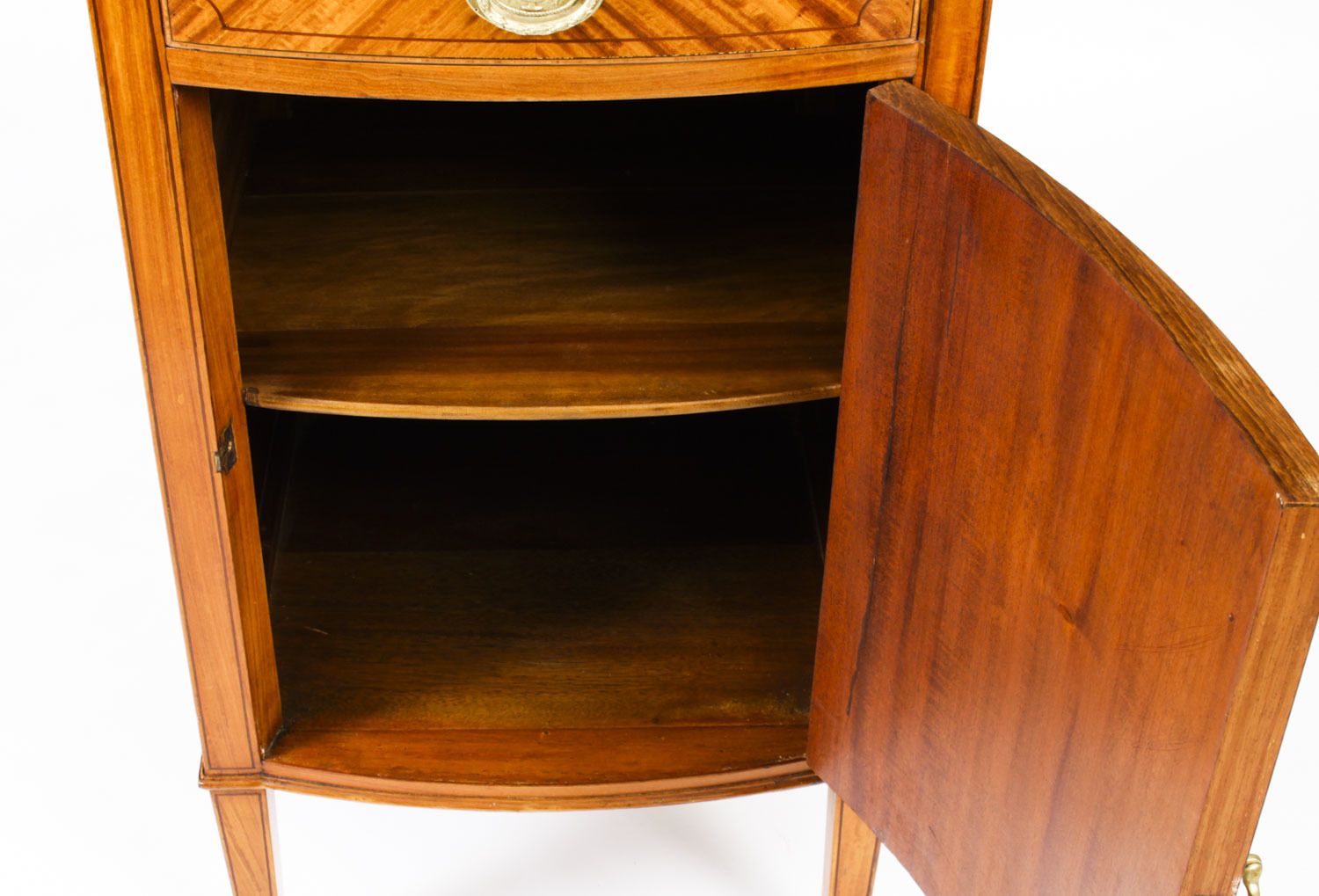 photo furniture Antique Satinwood & Inlaid Bedside Cabinet C.1880 19th Century