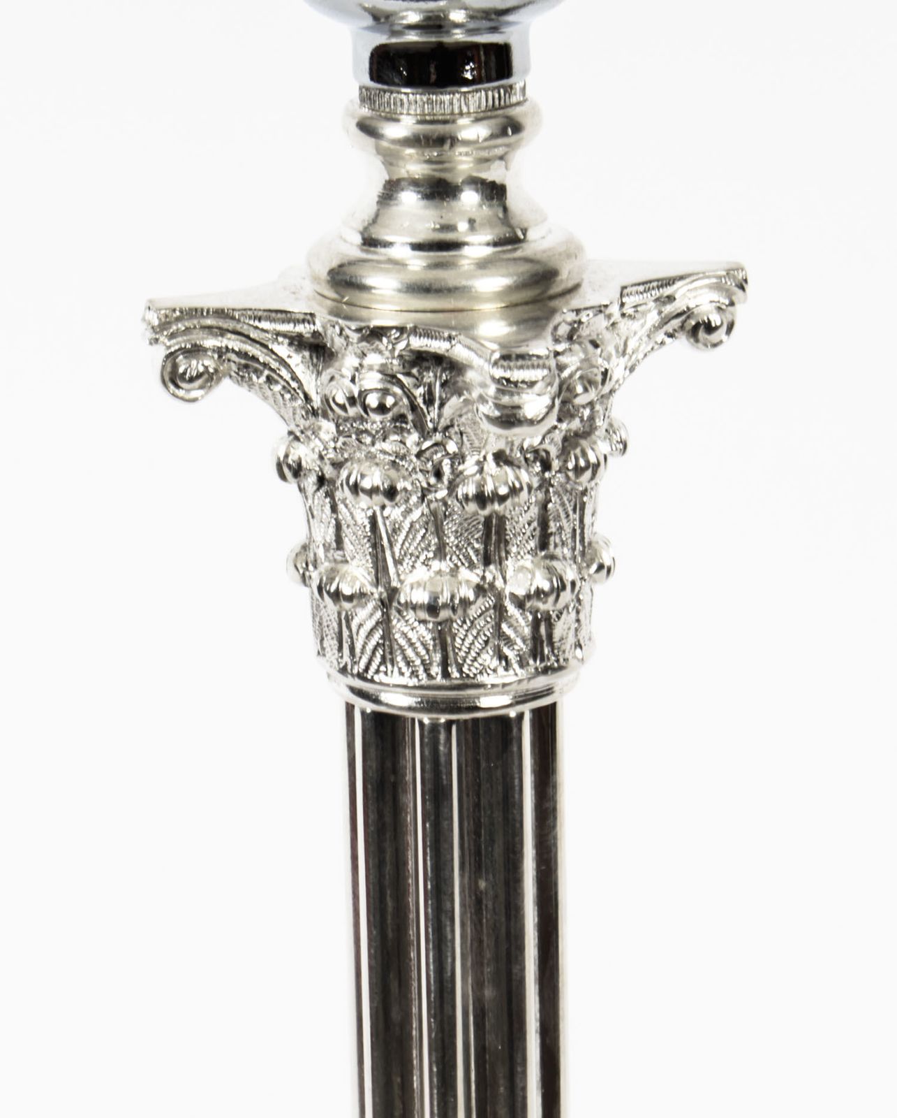 Edwardian Silver Plated Corinthian Column Table Lamp Circa1910 photo for sale