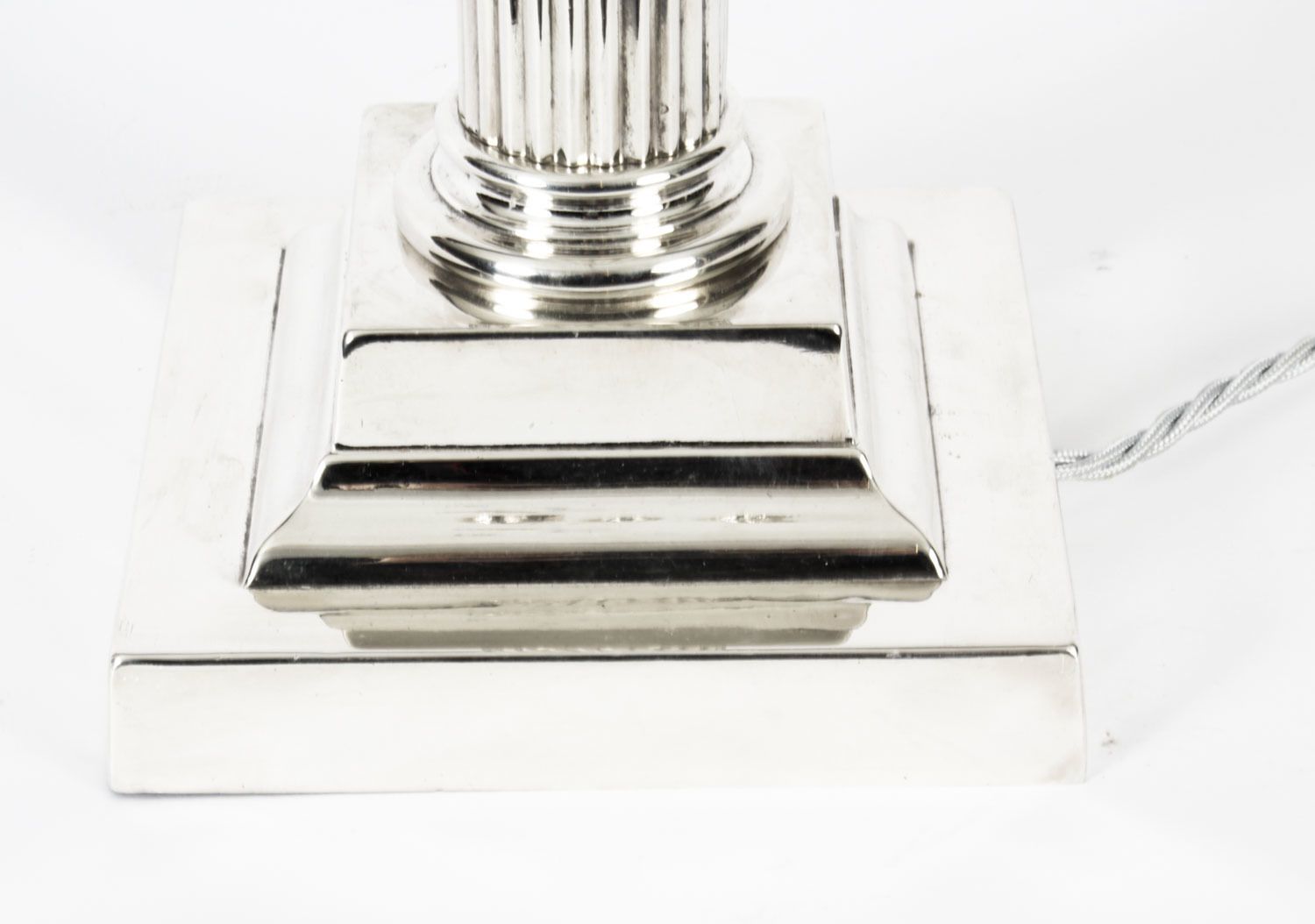 Edwardian Silver Plated Corinthian Column Table Lamp Circa1910 photo vintage