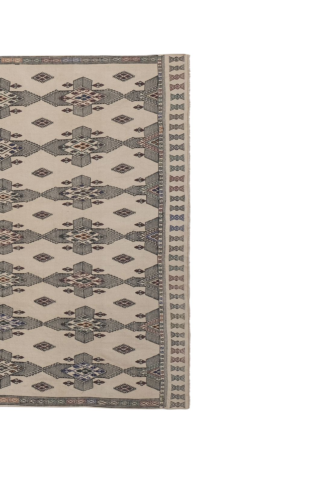 Handwoven Floral Pattern Needlepoint Kids Kilim Rug photo for sale