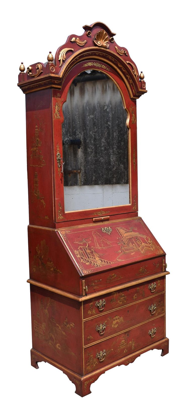 18th Century Lacquer And Gilt Chinoiserie Bureau Bookcase photo for sale