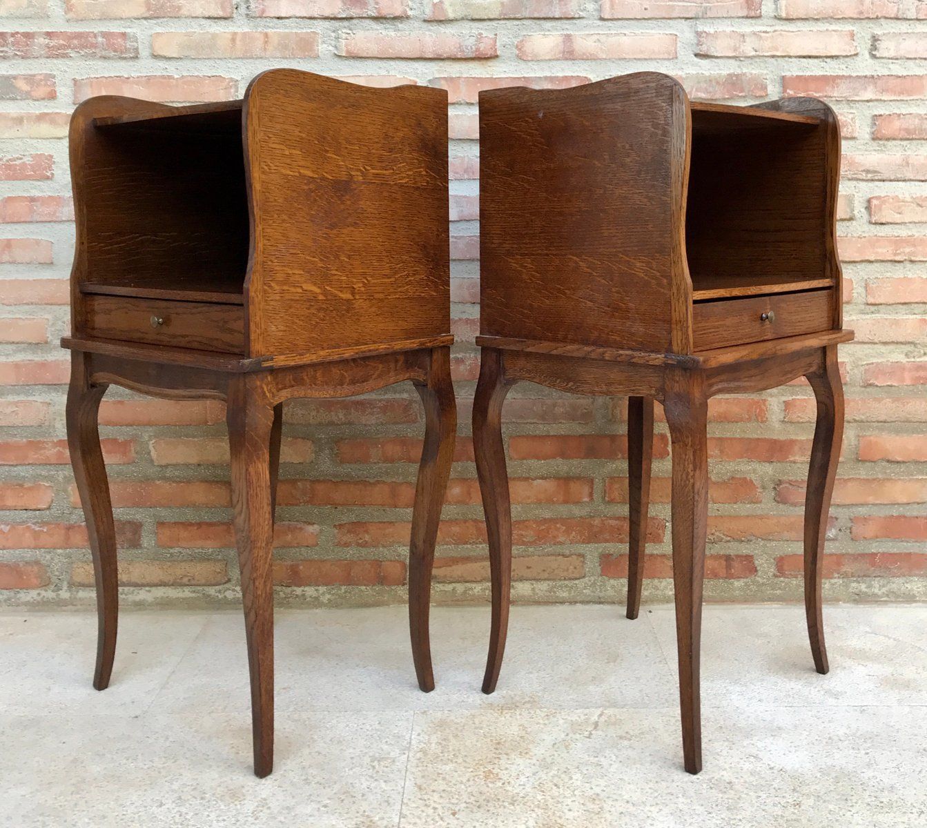 French Louis XV Style Nightstands In Walnut With Drawer And Open Self, 1960s, Set Of 2 photo buy