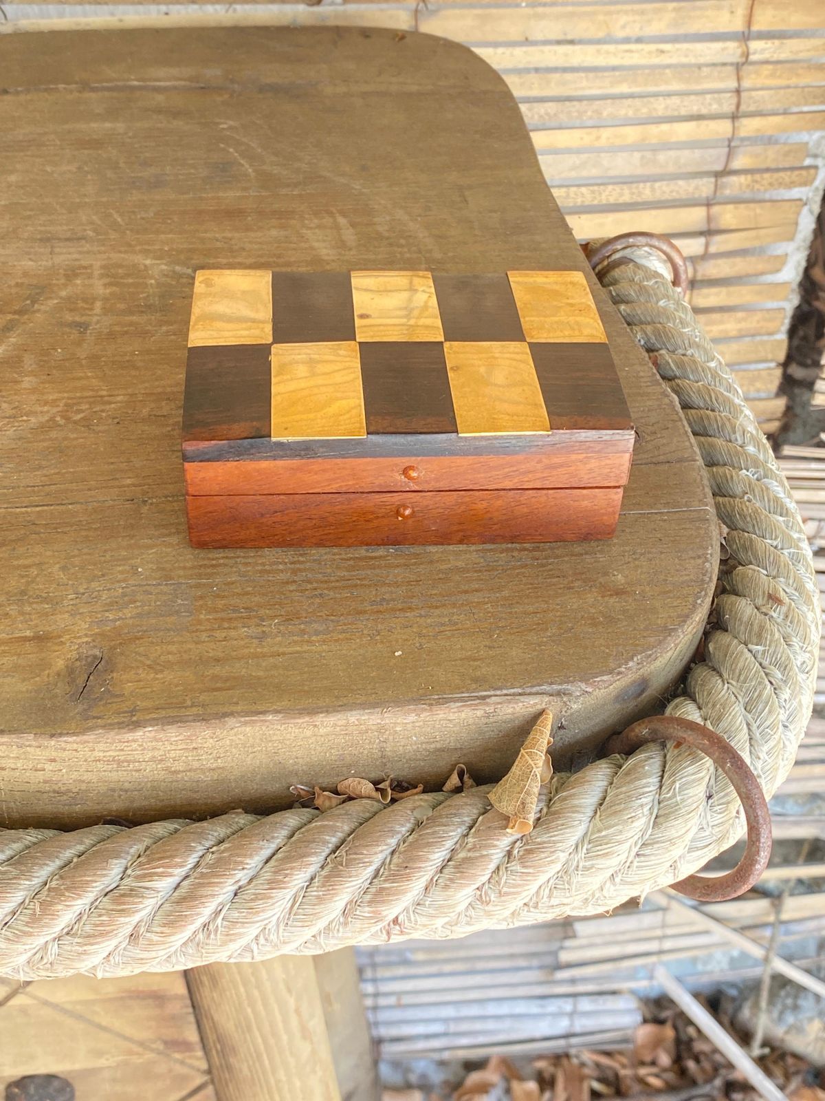Decorative And Jewelry Box In Wood With Brass Geometrical Inlays France 1970 photo furniture